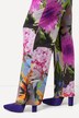 Pantalon en tissu fluide slinky à fleurs, jambe large et taille élastique