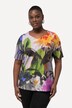 Slinky shirt, bloemen, hartvormige hals, korte mouwen
