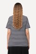 T-shirt, striber, metallisk dyremotiv, V-udskæring, korte ærmer