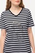 T-shirt, striber, metallisk dyremotiv, V-udskæring, korte ærmer