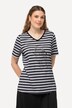 T-shirt, striber, metallisk dyremotiv, V-udskæring, korte ærmer