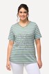 T-shirt, striber, metallisk dyremotiv, V-udskæring, korte ærmer
