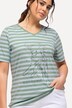 T-shirt, striber, metallisk dyremotiv, V-udskæring, korte ærmer