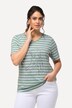 T-shirt, striber, metallisk dyremotiv, V-udskæring, korte ærmer