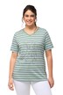 Tričko, proužky, metalický motiv zvířete, výstřih do V, krátké rukávy