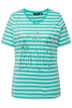 Tričko, proužky, metalický motiv zvířete, výstřih do V, krátké rukávy