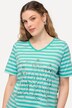 T-shirt, striber, metallisk dyremotiv, V-udskæring, korte ærmer