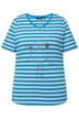 Tričko, proužky, metalický motiv zvířete, výstřih do V, krátké rukávy