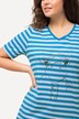 T-shirt, striber, metallisk dyremotiv, V-udskæring, korte ærmer
