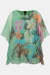 Bluse, dobbelt lag, blomster, rund hals, korte ærmer