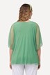 Bluse, dobbelt lag, blomster, rund hals, korte ærmer