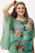 Bluse, dobbelt lag, blomster, rund hals, korte ærmer