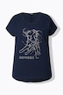 T-shirt, metallic diermotief, oversized, ronde hals, korte mouw