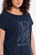 T-shirt, metallic diermotief, oversized, ronde hals, korte mouw