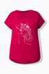 T-shirt, metallic diermotief, oversized, ronde hals, korte mouw