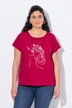 T-shirt, metallic diermotief, oversized, ronde hals, korte mouw