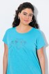 T-shirt, metallic diermotief, oversized, ronde hals, korte mouw