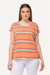 Camisa, rayas horizontales, oversize, cuello redondo, sin mangas