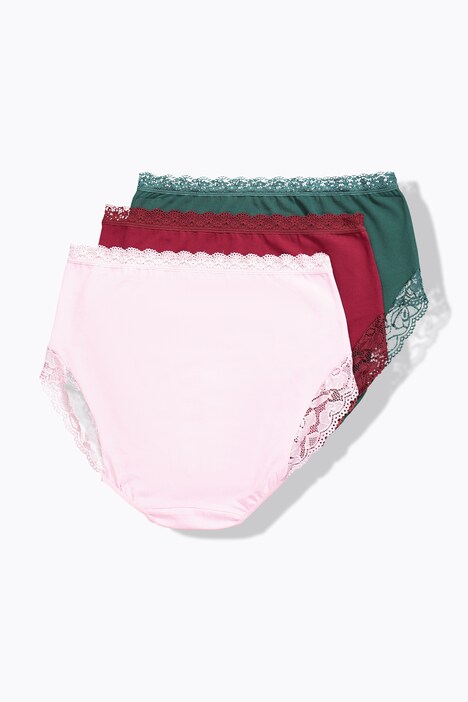 Maxi-slips, set van 3, hoge taille, kant