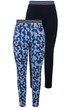 Loungewear-leggings, 2-pakning, ensfarget/mønster