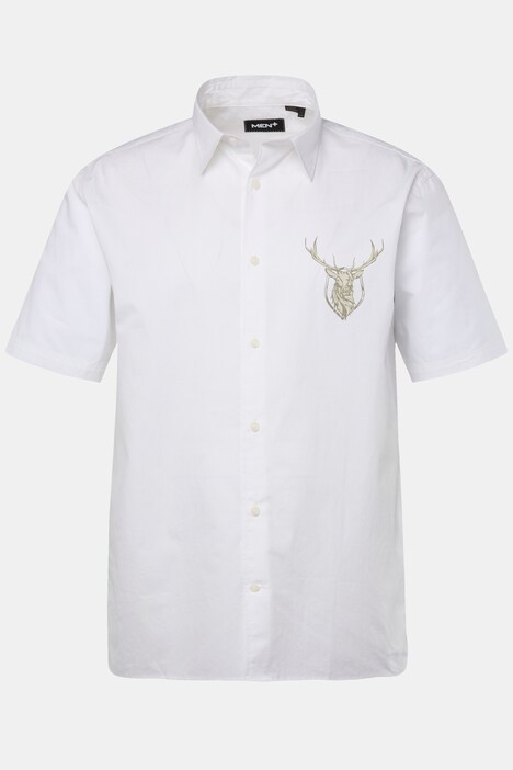 Chemise Men+ s'inspirant des tenues traditionnelles bavaroises, manches courtes et col Kent, coupe Comfort Fit - jusqu'au 8 XL