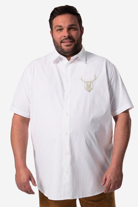 Chemise Men+ s'inspirant des tenues traditionnelles bavaroises, manches courtes et col Kent, coupe Comfort Fit - jusqu'au 8 XL