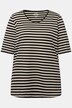 T-shirt, Pima-bomuld, striber, V-udskæring, korte ærmer