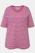 T-shirt, Pima-bomuld, striber, V-udskæring, korte ærmer