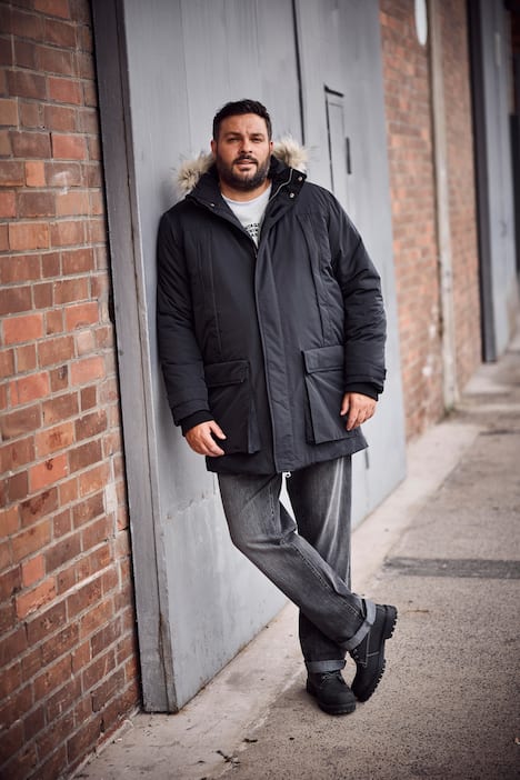 Men+ funksjonell parkas, vann- og vindavvisende, hette, opptil 8 XL