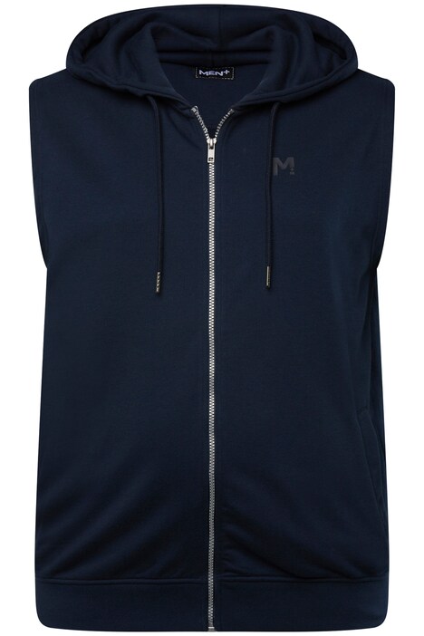 Tepláková vesta Men+, kapuce, zip, do 8XL