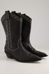Bottes de cowboy en cuir véritable, rivets métalliques