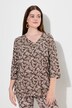 T-shirt col en V et manches 3/4, coton bio, passepoils