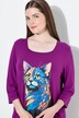 Camiseta larga, motivo de animal, forma en A, escote cuadrado, manga 3/4
