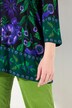 Camisa, estampado rústico, forma en A, cuello de túnica, mangas 3/4