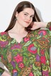 Camisa, estampado rústico, forma en A, cuello de túnica, mangas 3/4