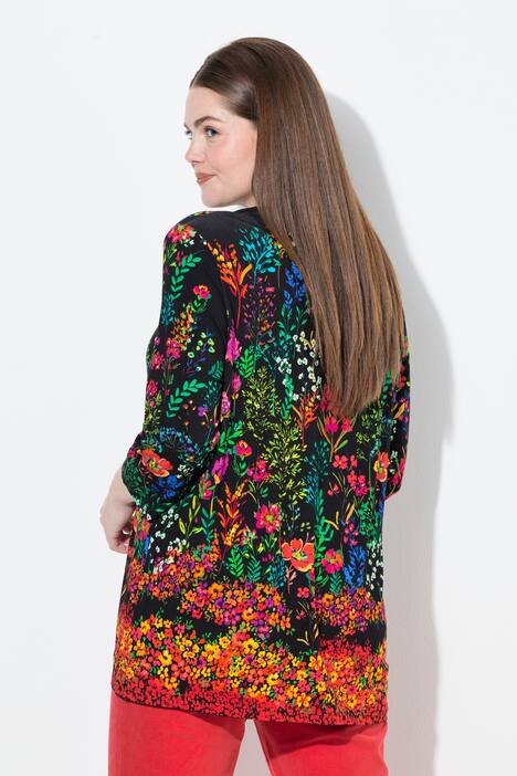 Shirt, Landhausdruck, A-Linie, Tunika-Ausschnitt, 3/4-Arm
