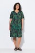 Robe midi en jersey, col en V et manches courtes, coupe évasée