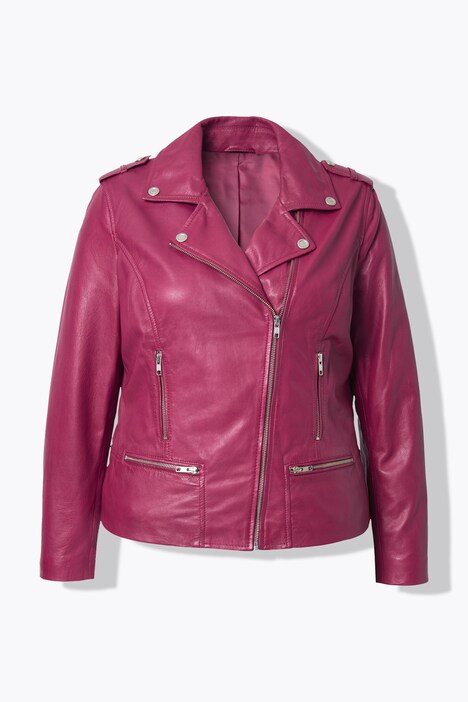 Veste de motard/perfecto en cuir, fermeture zippée métallique, doublure intégrale