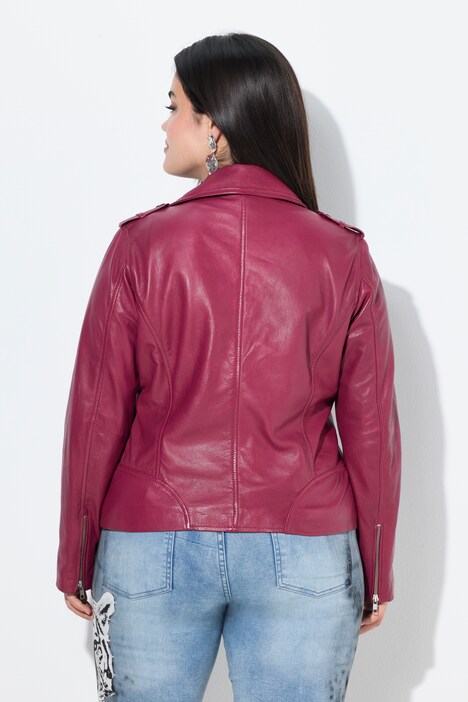 Veste de motard/perfecto en cuir, fermeture zippée métallique, doublure intégrale