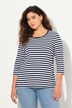 Skjorte, striper, ribbet jersey, rund hals, 3/4-ermer