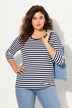 Skjorte, striper, ribbet jersey, rund hals, 3/4-ermer