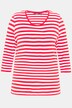 Skjorte, striper, ribbet jersey, rund hals, 3/4-ermer