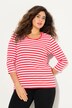 Skjorte, striper, ribbet jersey, rund hals, 3/4-ermer