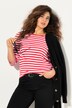 Skjorte, striper, ribbet jersey, rund hals, 3/4-ermer