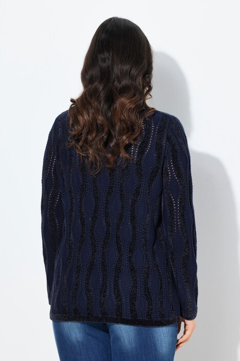 Pull col ras du cou et manches longues, maille chenille