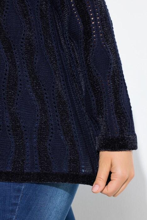 Pull col ras du cou et manches longues, maille chenille