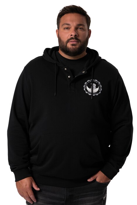 Mikina Men+, tepláková, kapuce, potisk na hrudi, do 8XL