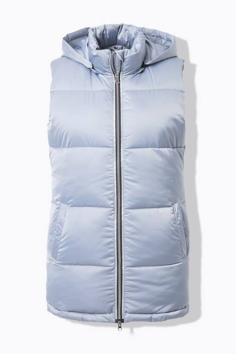 Lange doorgestikte bodywarmer, waterafstotend, afneembare capuchon