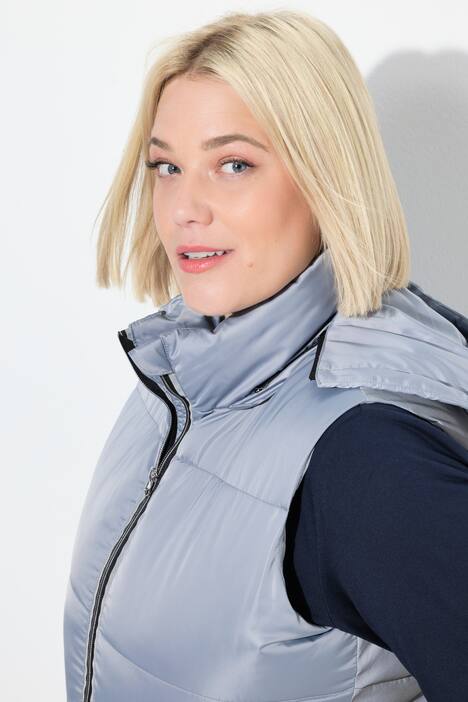 Lange doorgestikte bodywarmer, waterafstotend, afneembare capuchon
