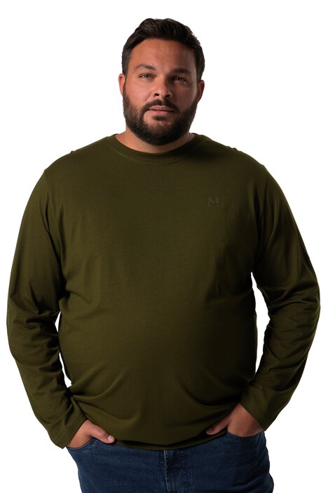 Tričko Men+, dlouhé rukávy, Basic, břišní střih, kulatý výstřih, do 8XL